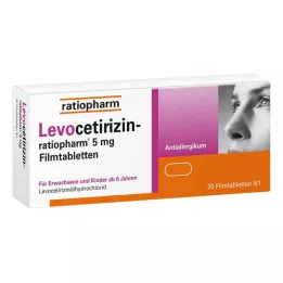 LEVOCETIRIZIN-ratiopharm 5 mg kalvopäällysteiset tabletit, 20 kpl