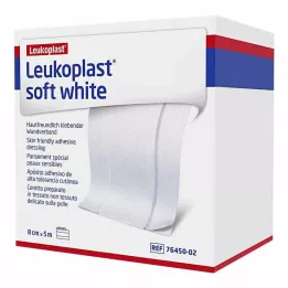 LEUKOPLAST Pehmeät valkoiset plasterit 8 cmx5 m rolle, 1 kpl