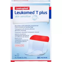 LEUKOMED T Plus ihon herkkä steriili 5x7,2 cm, 5 kpl