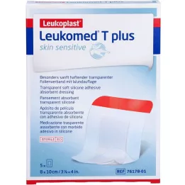 LEUKOMED T Plus ihon herkkä steril 8x10 cm, 5 kpl