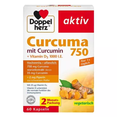 DOPPELHERZ Curcuma 750 kapselia, 60 kpl DOPPELHERZ Curcuma 750 kapselia, 60 kpl