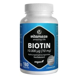 BIOTIN 10 mg suuriannoksiset vegaanitabletit, 180 kpl