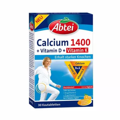 ABTEI Kalsium 1400+vitamiini D3+K purutabletit, 30 kpl ABTEI Kalsium 1400+vitamiini D3+K purutabletit, 30 kpl