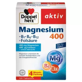 DOPPELHERZ Magnesium 400+B1+B6+B12+Foolihappotabletit, 120 kpl