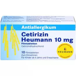 CETIRIZIN Heumann 10 mg -elokuvan päällystetyt tabletit, 10 kpl