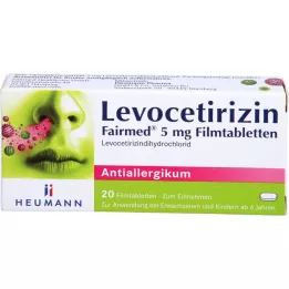 LEVOCETIRIZIN Fairmed 5 mg kalvopäällysteiset tabletit, 20 kpl