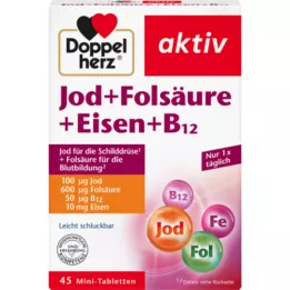 DOPPELHERZ Jodi+foolihappo+rauta+B12 -tabletit, 45 kpl