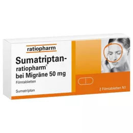 SUMATRIPTAN-ratiopharm migreeniin 50 mg kalvopäällysteiset tabletit, 2 kpl