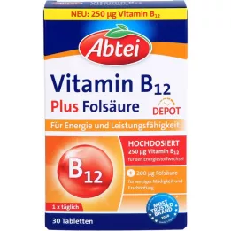 Abtei B12-vitamiini pliini foolihappo depot tabletit, 30 kpl