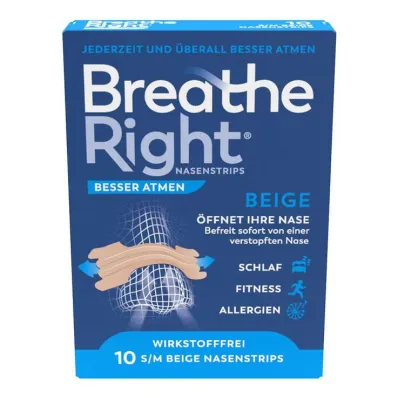 Hengitä paremmin Breathe Right® nenälaastarit normaali beige, 10 kpl