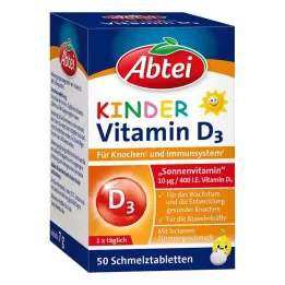Abbey lasten D3-vitamiinisulatustabletit, 50 kpl