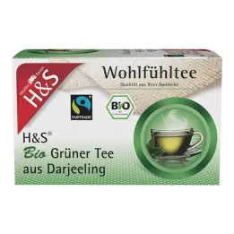 H&amp;S Luomu vihreä tee Darjeeling Filter Bagsista, 20X2 g