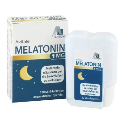 Melatoniini 1 mg minitabletit annostelijassa, 120 kpl Melatoniini 1 mg minitabletit annostelijassa, 120 kpl