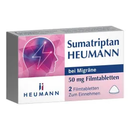 Sumatriptan Heumann migreeniin 50 mg kalvopäällysteiset tabletit, 2 kpl