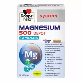 DOPPELHERZ Magnesium 500 Depot -järjestelmän tabletit, 60 kpl
