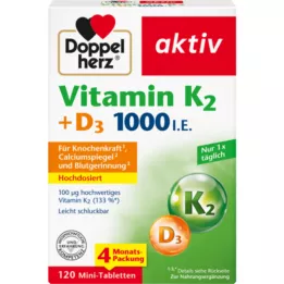 DOPPELHERZ K2+D3 1000 -vitamiini, ts. Tabletit, 120 kpl