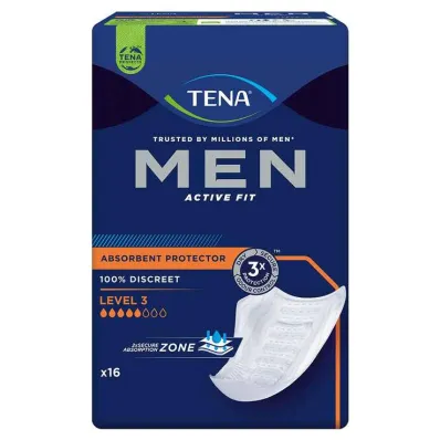TENA® MEN ACTIVE FIT Tason 3 pehmusteet inkontinenssiin, 16 kpl
