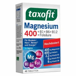 Taxofit Magnesium 400 + B1 + B6 + B12 + foolihappotabletit, 45 kpl