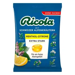 Ricola ilman sokeripussia mentolia sitruunaa erittäin vahva, 75 g