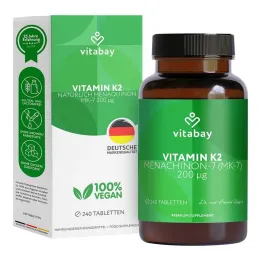 K2-vitamiini 200 µg MK-7 vegaanista tablettia, 240 kpl