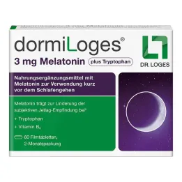 Dormiloges 3 mg melatoniini plus tryptofaani kalvopäällysteiset tabletit, 60 kpl