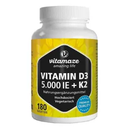 D3-vitamiini K2 5000 IU / 100 µg suuriannoksiset tabletit, 180 kpl