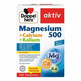 Doppelherz Magnesium 500 + Kalsium + kalium tabletit, 100 kpl