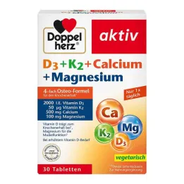 Doppelherz D3 + K2 + Kalsium + Magnesium tabletit, 30 kpl