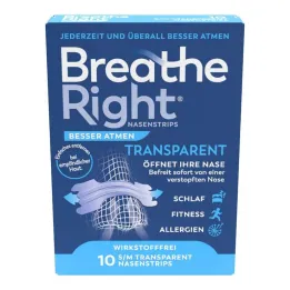 Hengitä paremmin Breathe Right nenälaastarit normaali läpinäkyvä, 10 kpl