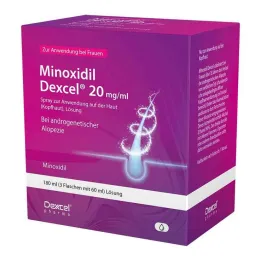 Minoxidil Dexcel 20 mg/ml suihke päänahalle, 3x60 ml