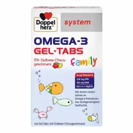 Doppelherz Omega-3 Gel-Tabs -perhe Strawberry Citrus system, 120 kpl