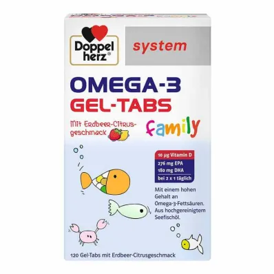Doppelherz Omega-3 Gel-Tabs -perhe Strawberry Citrus system, 120 kpl