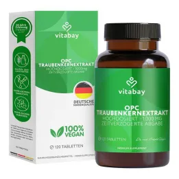 OPC Rypäleensiemenuute 1000 mg suuri annos.+ vegaaniset tabletit, 120 kpl