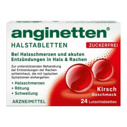 Anginette kurkkutabletit sokeriton kirsikka, 24 kpl