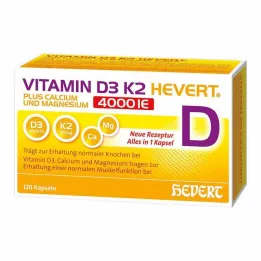 D3-vitamiini K2 Hevert + Kalsium ja Magnesium 4000 IE kapselit, 120 kpl