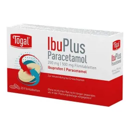 Togal Ibuplus Paracetamol 200 mg / 500 mg kalvopäällysteiset tabletit, 20 kpl