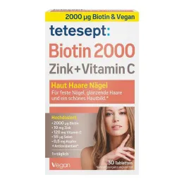 Tetesept Biotin 2000 kalvopäällysteiset tabletit, 30 kpl