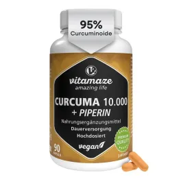 Curcuma 10 000 + piperiini suuren annoksen vegaanikapselit, 90 kpl