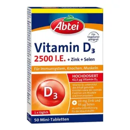 Abbey Vitamin D3 2500 IU minitabletit, 50 kpl