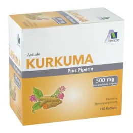 Kurkuma 500 mg + piperiinikapselit, 180 kpl