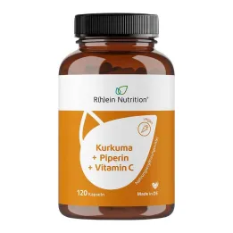 Kurkuma 95 % kurkumiini + piperiini + C-vitamiini vegaaniset kapselit, 120 kpl