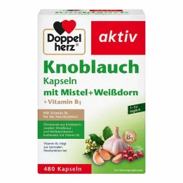 Doppelherz valkosipulikapselit mistelillä + orapihlajalla + B1-vitamiinilla, 480 kpl