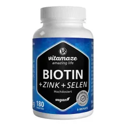 Biotiini 10 mg suuri annos + sinkki + seleeni tabletit, 180 kpl