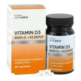 Activplus D3-vitamiini 5000 IU + K2 Depot tabletit, 180 kpl