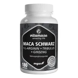 Maca Black + Tribulus + Ginseng -kompleksikapselit, 180 kpl